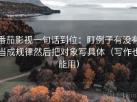 番茄影视一句话到位：盯例子有没有当成规律然后把对象写具体（写作也能用）