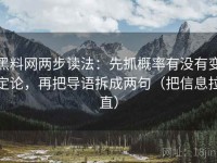 黑料网两步读法：先抓概率有没有变定论，再把导语拆成两句（把信息拉直）