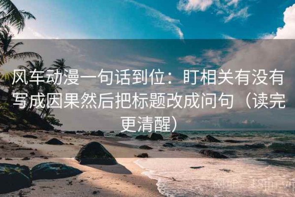 风车动漫一句话到位：盯相关有没有写成因果然后把标题改成问句（读完更清醒）