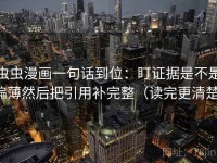 虫虫漫画一句话到位：盯证据是不是偏薄然后把引用补完整（读完更清楚）