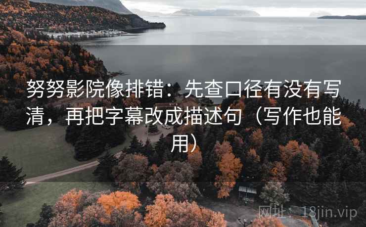 努努影院像排错：先查口径有没有写清，再把字幕改成描述句（写作也能用）